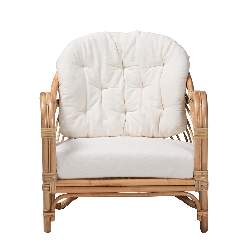 Baxton Studio Aliane Modern Bohemian Natural Brown Antique Rattan Armchair