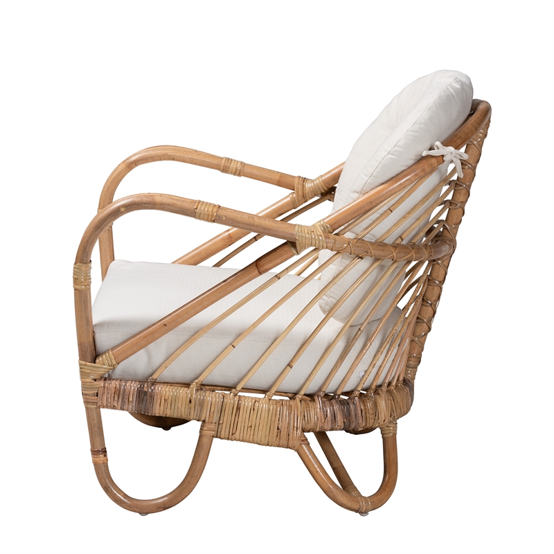 Baxton Studio Aliane Modern Bohemian Natural Brown Antique Rattan Armchair
