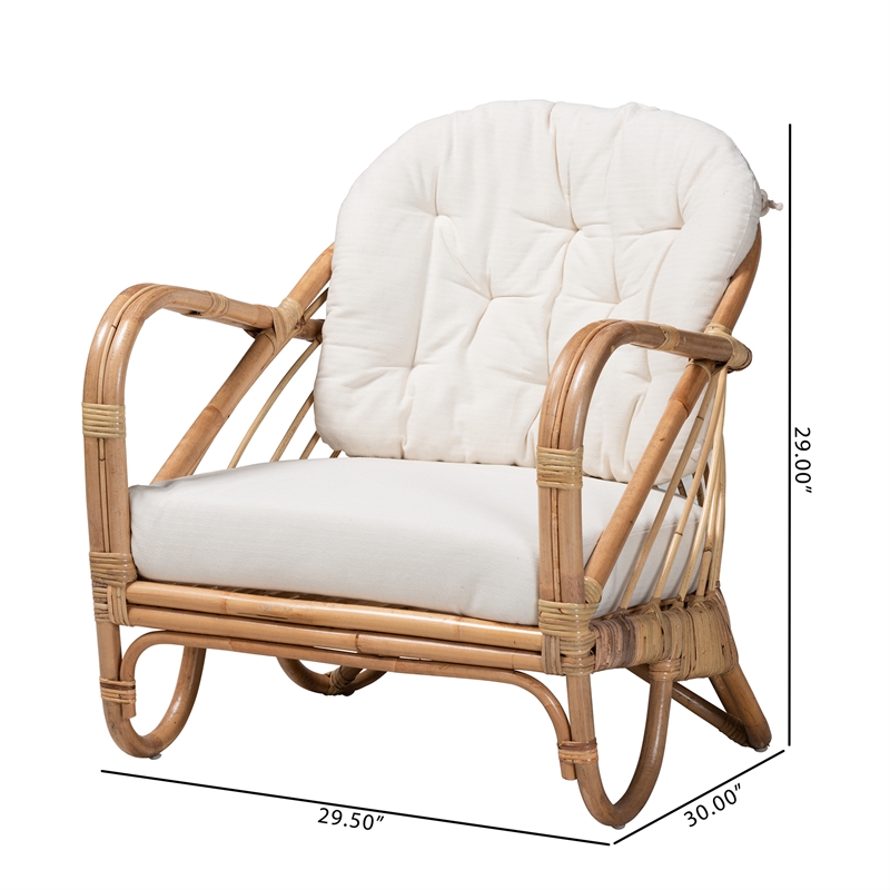 Baxton Studio Aliane Modern Bohemian Natural Brown Antique Rattan Armchair