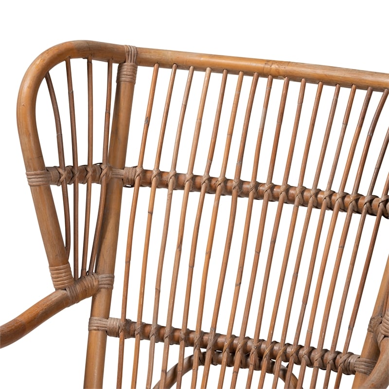 Baxton Studio Lamaria Modern Bohmenian Natural Brown Antique Rattan Armchair