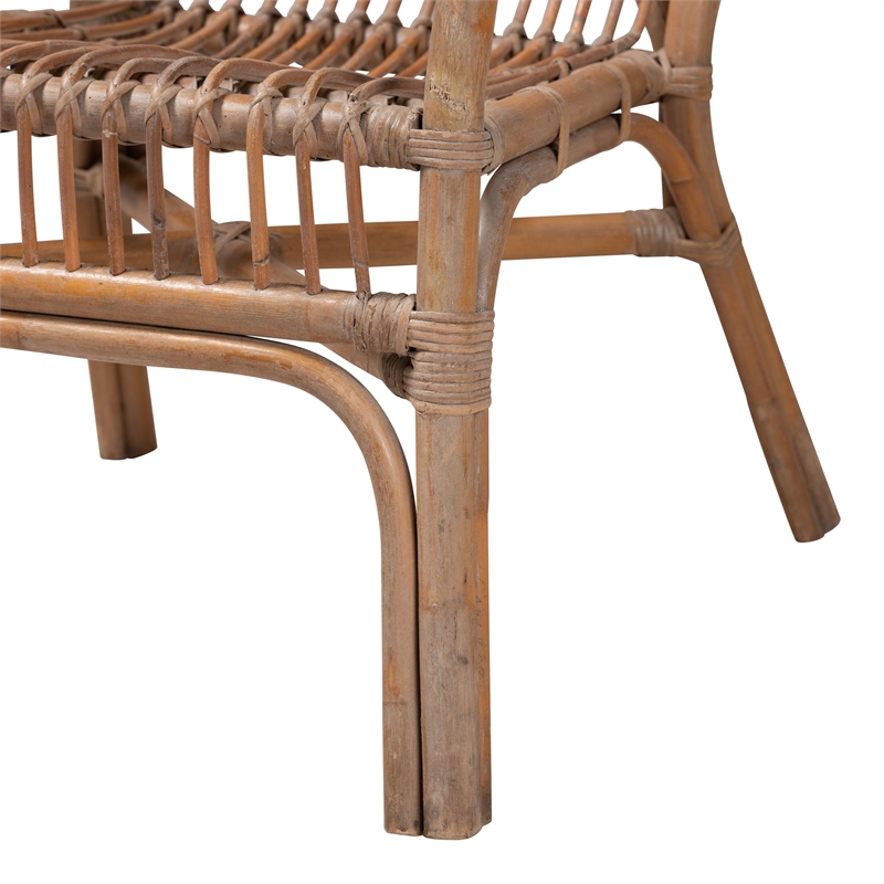 Baxton Studio Lamaria Modern Bohmenian Natural Brown Antique Rattan Armchair