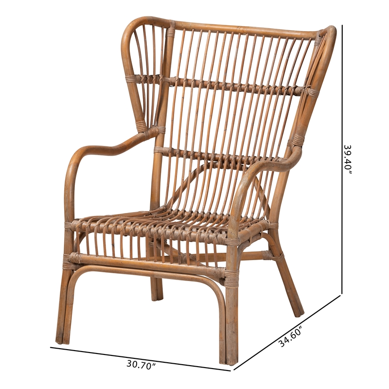 Baxton Studio Lamaria Modern Bohmenian Natural Brown Antique Rattan Armchair