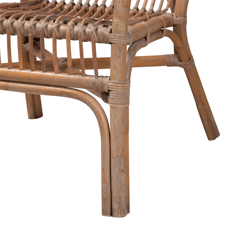 Baxton Studio Lamaria Brown Antique Rattan 2-Piece Chair and Footstool Set