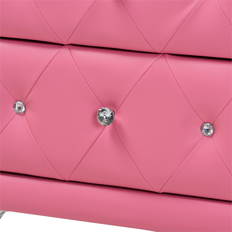 Baxton Studio Canterbury Pink Faux Leather Upholstered Queen Size Bedroom Set