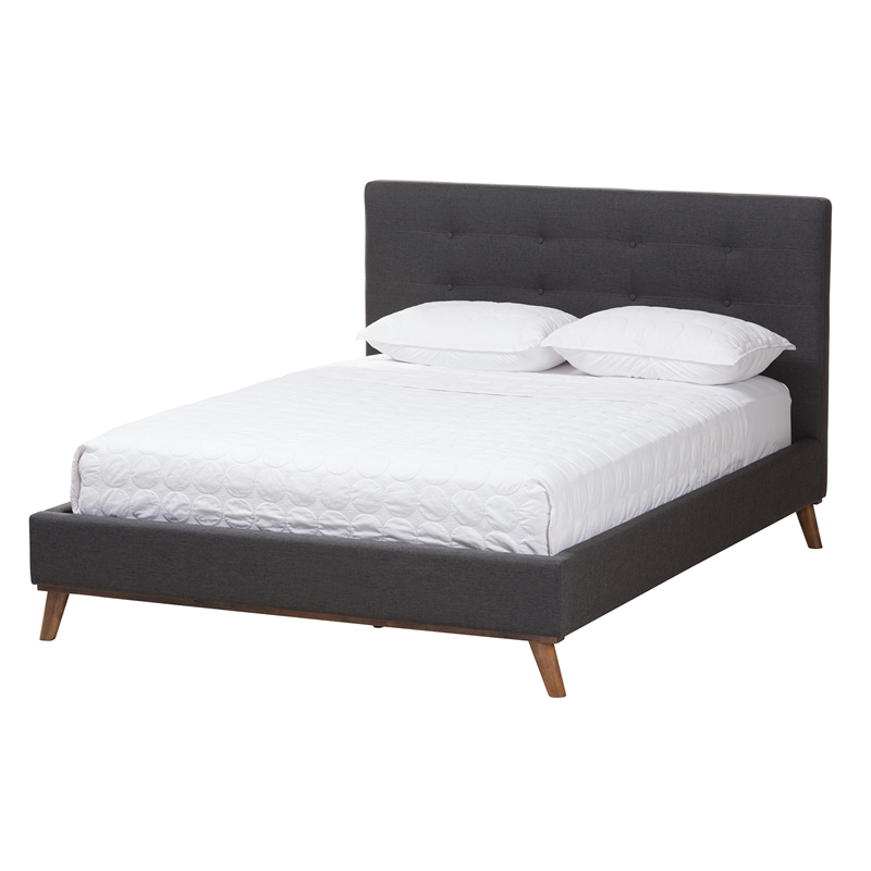 Baxton Studio Valencia Dark Grey Fabric Upholstered Queen Size Bedroom Set