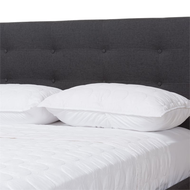 Baxton Studio Valencia Dark Grey Fabric Upholstered Queen Size Bedroom Set
