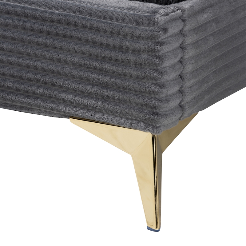 Baxton Studio Abberton Grey Velvet and Gold Metal Queen Size Panel Bed