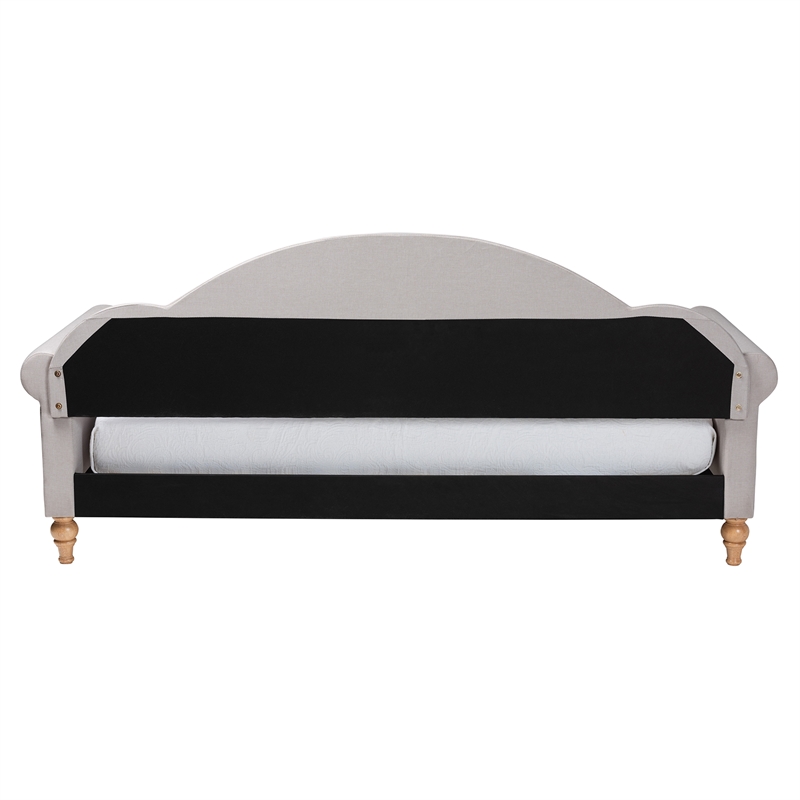 Baxton Studio Chaise Light Grey Fabric and Brown Finished Wood Twin Size Daybed