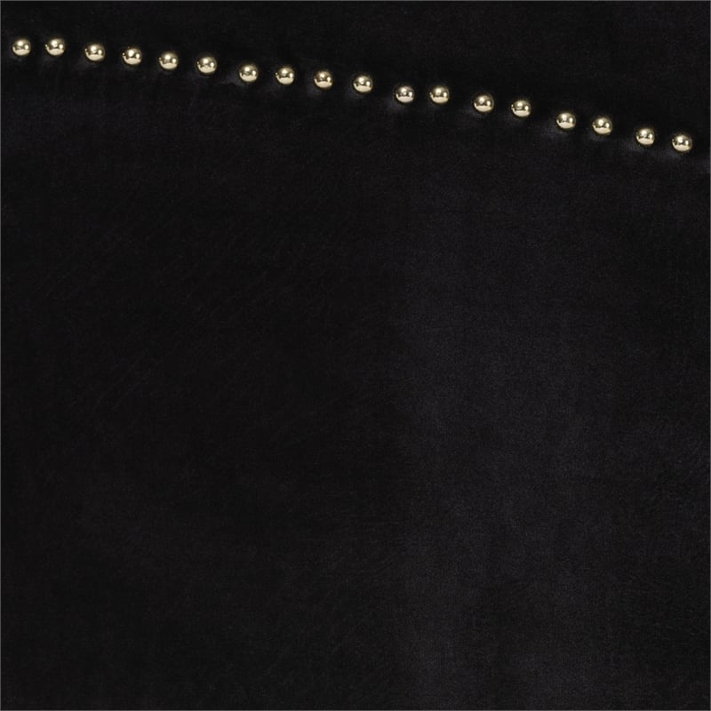Baxton Studio Oxley Black Velvet and Gold Metal Queen Size Panel Bed