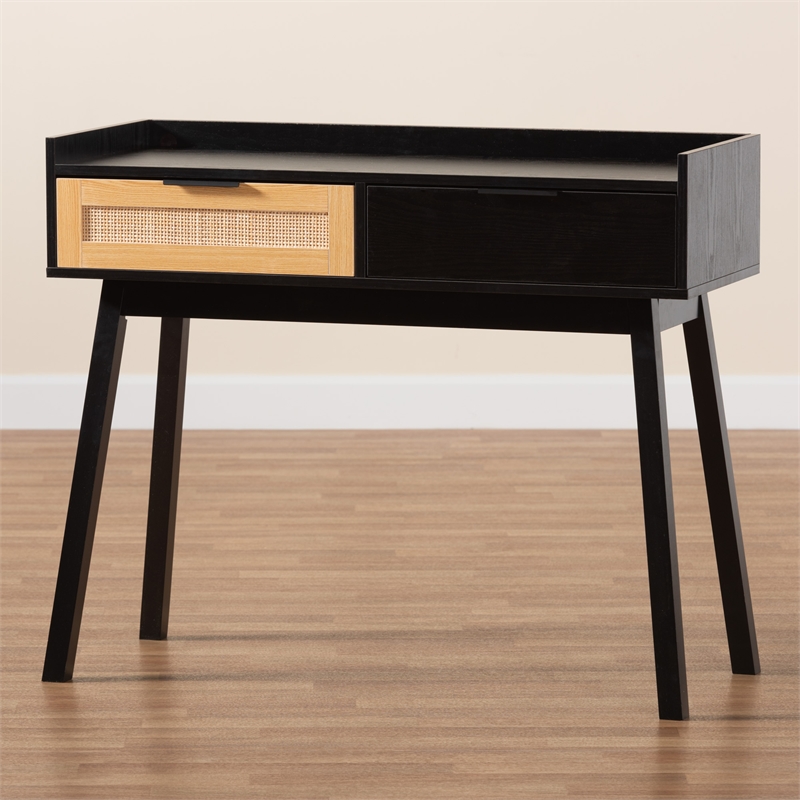 Baxton Studio Kalani Two-Tone Brown Wood 2-Drawer Console Table