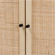 Baxton Studio Caterina Brown Wood and Natural Rattan 2-Door Storage Cabinet