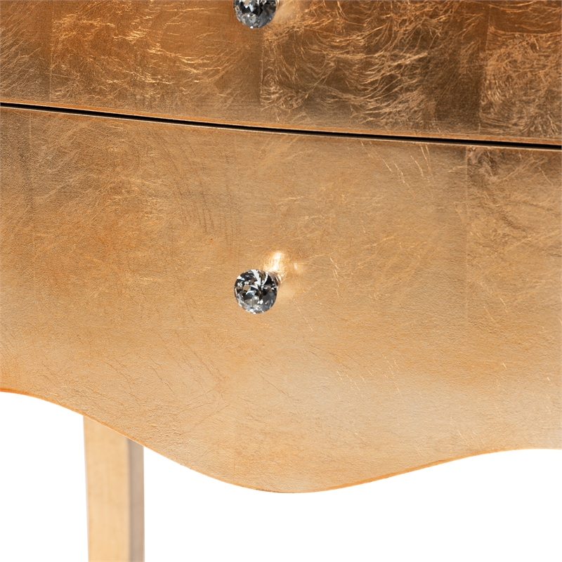 Baxton Studio Patrice Gold Finished Wood 2-Drawer End Table