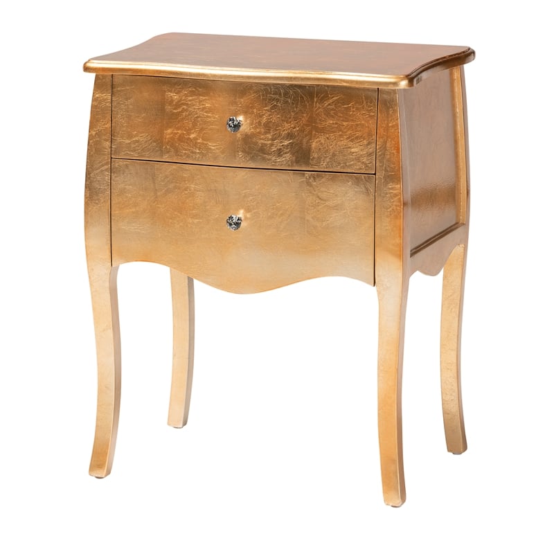 Baxton Studio Patrice Gold Finished Wood 2-Drawer End Table