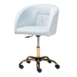 Baxton Studio Ravenna Aqua Velvet Fabric and Gold Metal Swivel Office Chair
