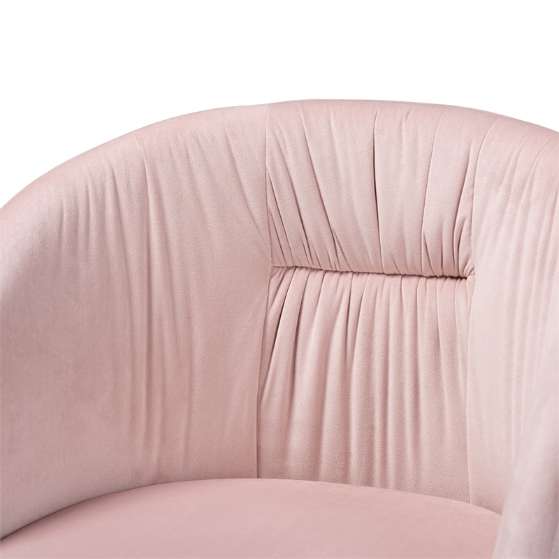 Baxton Studio Ravenna Pink Velvet Fabric and Gold Metal Swivel Office Chair