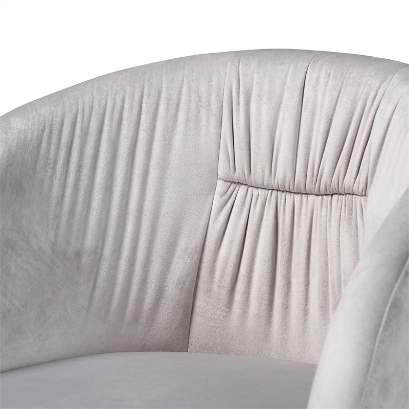 Baxton Studio Ravenna Grey Velvet Fabric and Gold Metal Swivel Office Chair