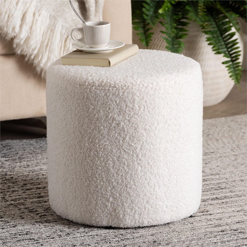 Baxton Studio Tori Modern and Contemporary Ivory Boucle Upholstered Ottoman