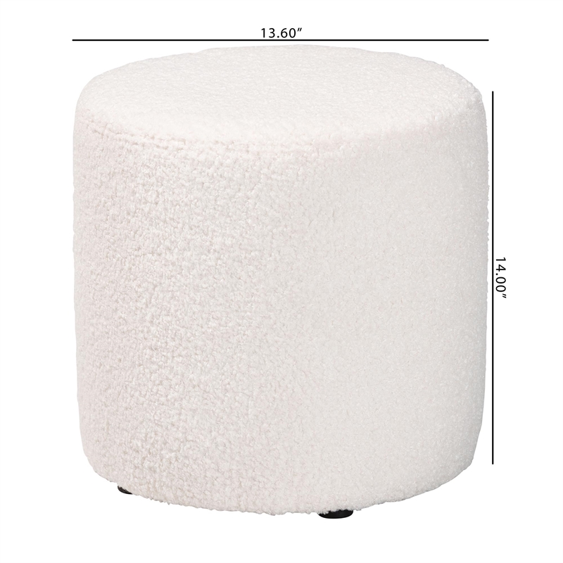 Baxton Studio Tori Modern and Contemporary Ivory Boucle Upholstered Ottoman