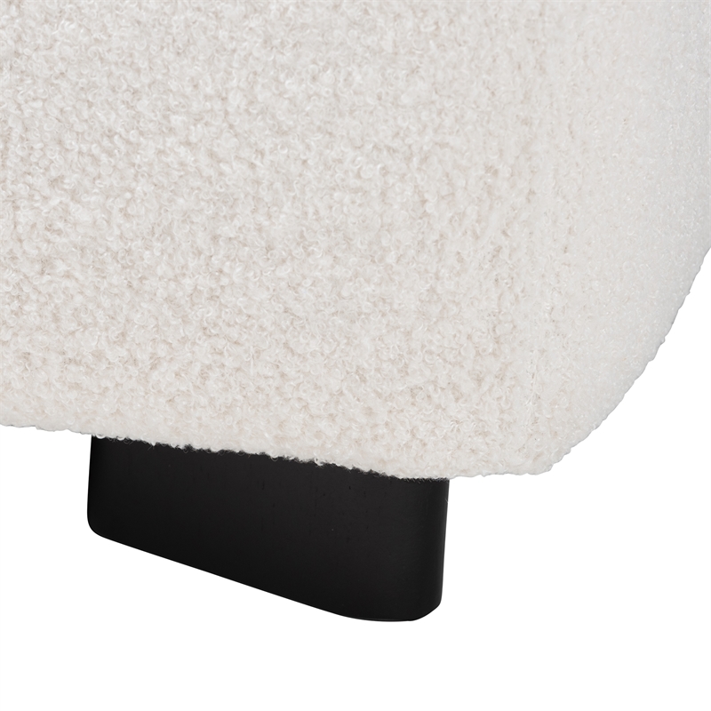 Baxton Studio Athena Ivory Boucle Upholstered and Black Wood Square Ottoman