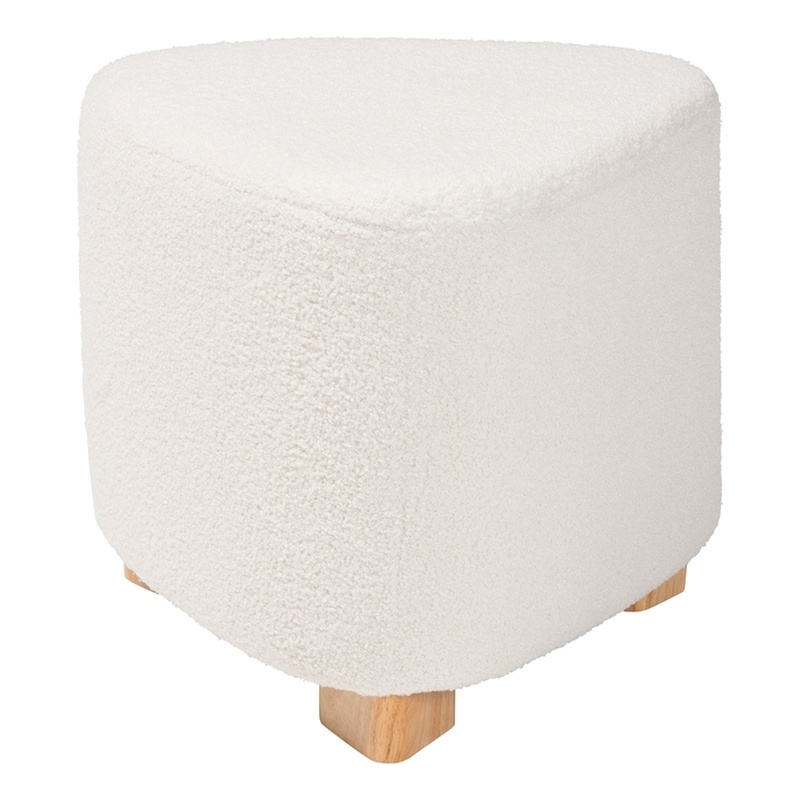 Baxton Studio Brielle Ivory Boucle Upholstered and Natural Brown Wood Ottoman