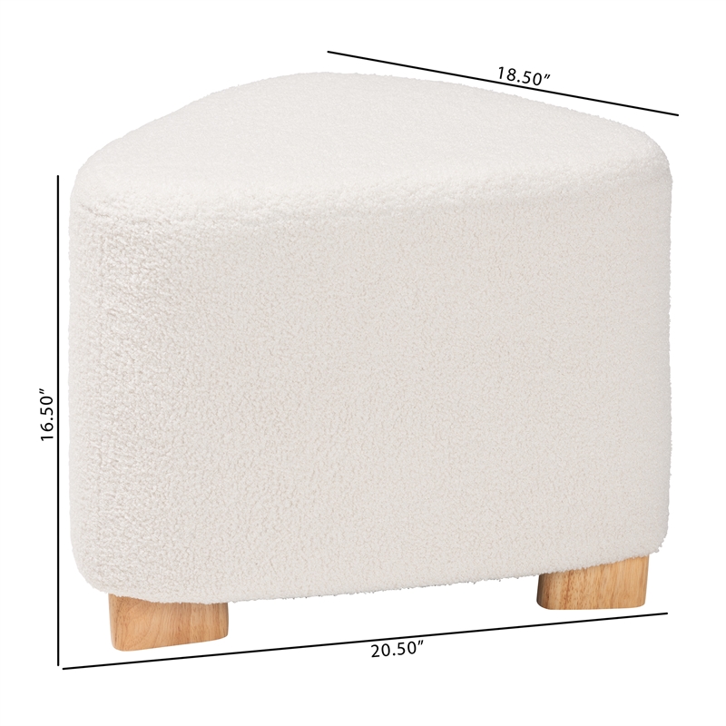 Baxton Studio Brielle Ivory Boucle Upholstered and Natural Brown Wood Ottoman