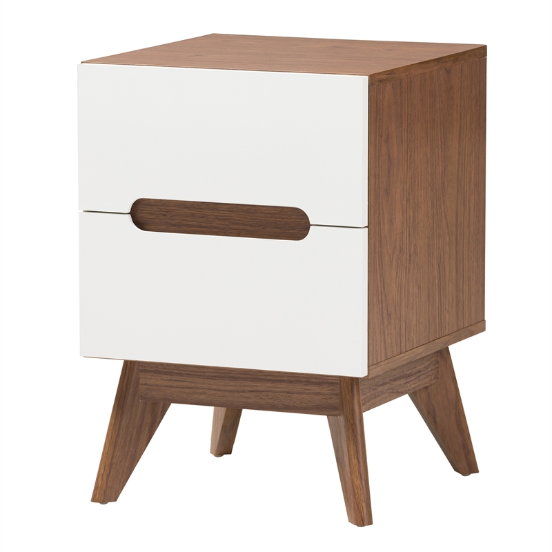 Baxton Studio Calypso Two-Tone White and Walnut Brown Wood 3-Piece Storage Set
