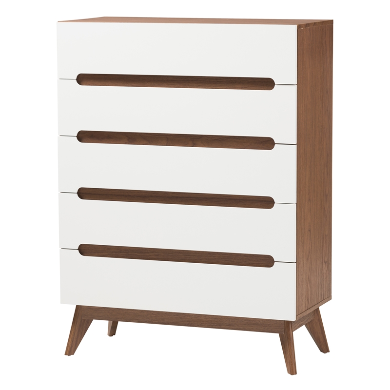 Baxton Studio Calypso Two-Tone White and Walnut Brown Wood 3-Piece Storage Set