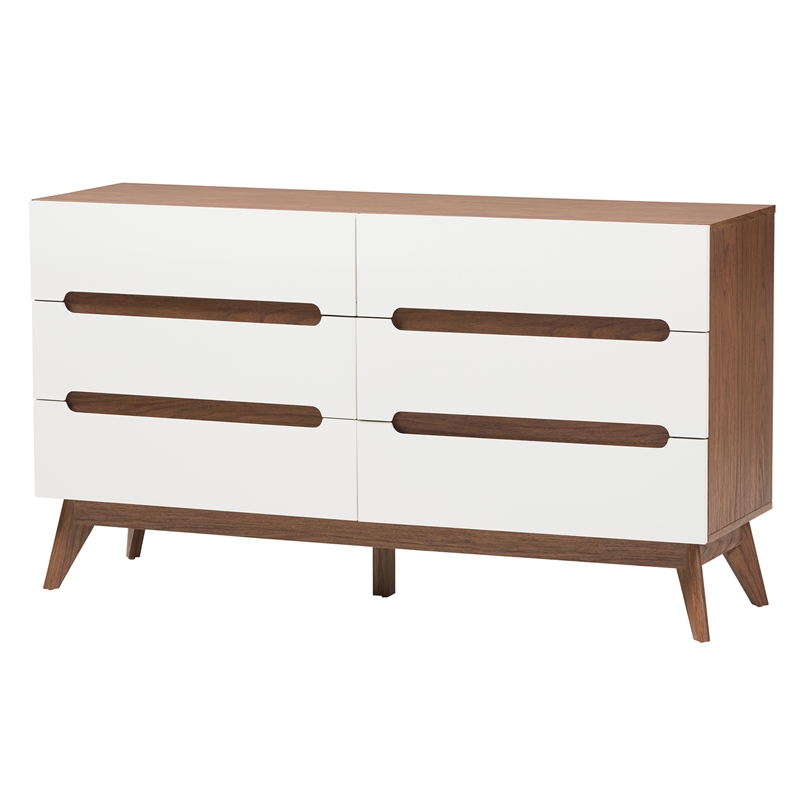Baxton Studio Calypso Two-Tone White and Walnut Brown Wood 3-Piece Storage Set