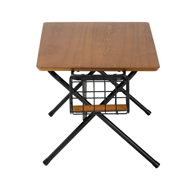 Baxton Studio Mariela Brown and Black Low Profile Coffee Table with Basket