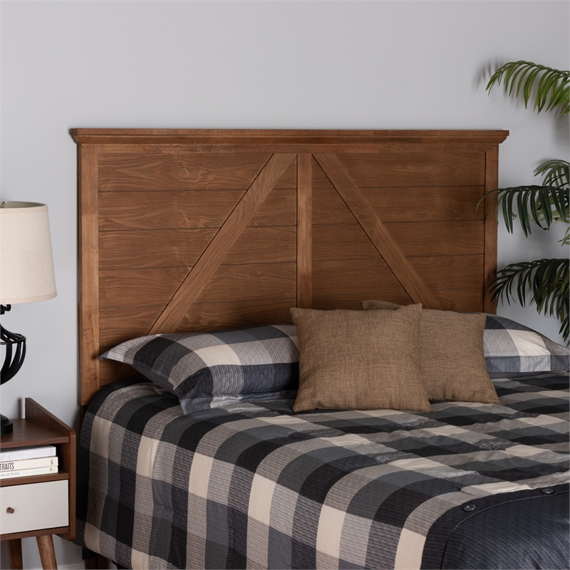 Baxton Studio Yorick Ash Walnut Finished Wood Queen Size Headboard