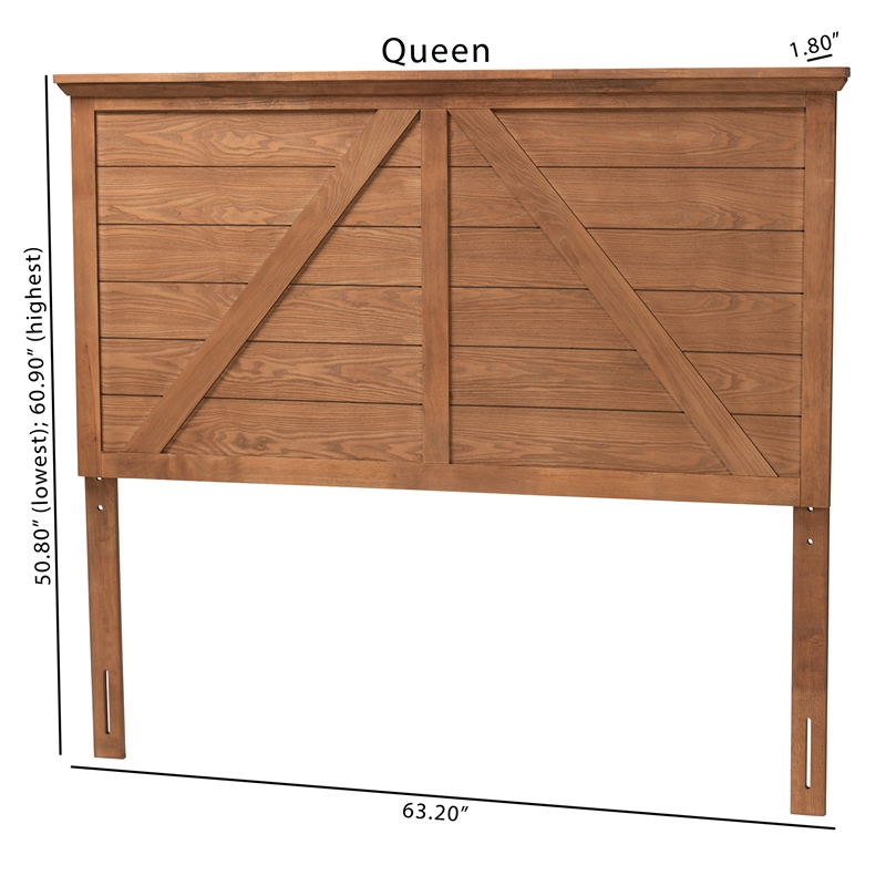 Baxton Studio Yorick Ash Walnut Finished Wood Queen Size Headboard