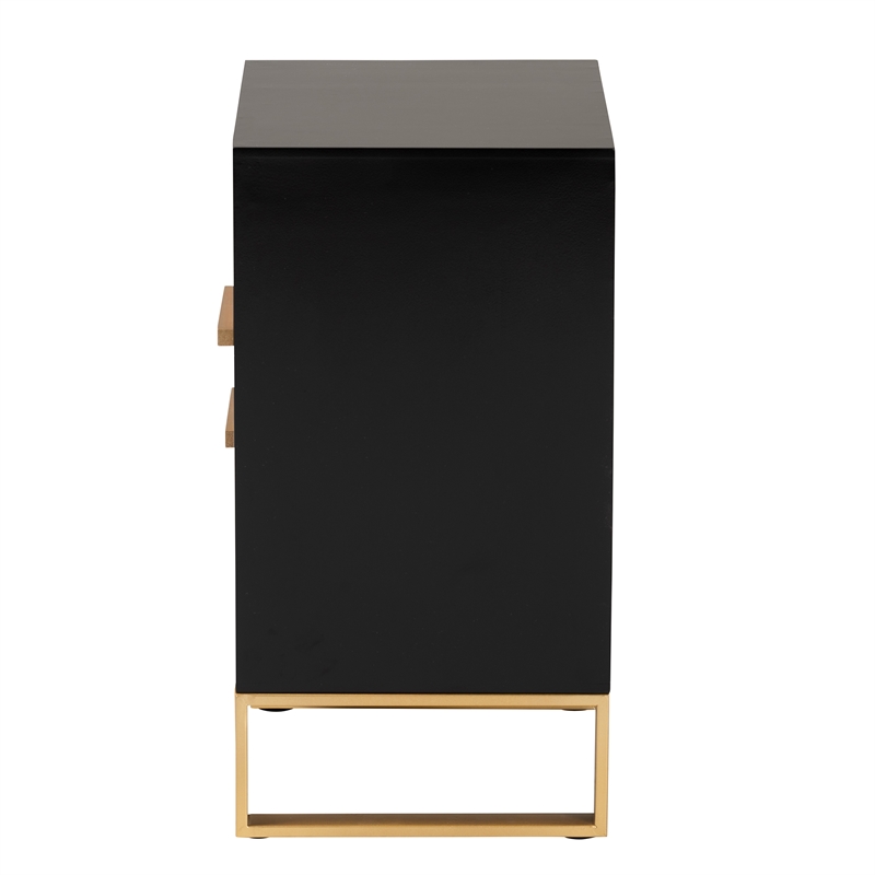 Baxton Studio Giolla Black Finished Wood and Gold Metal 2-Drawer End Table