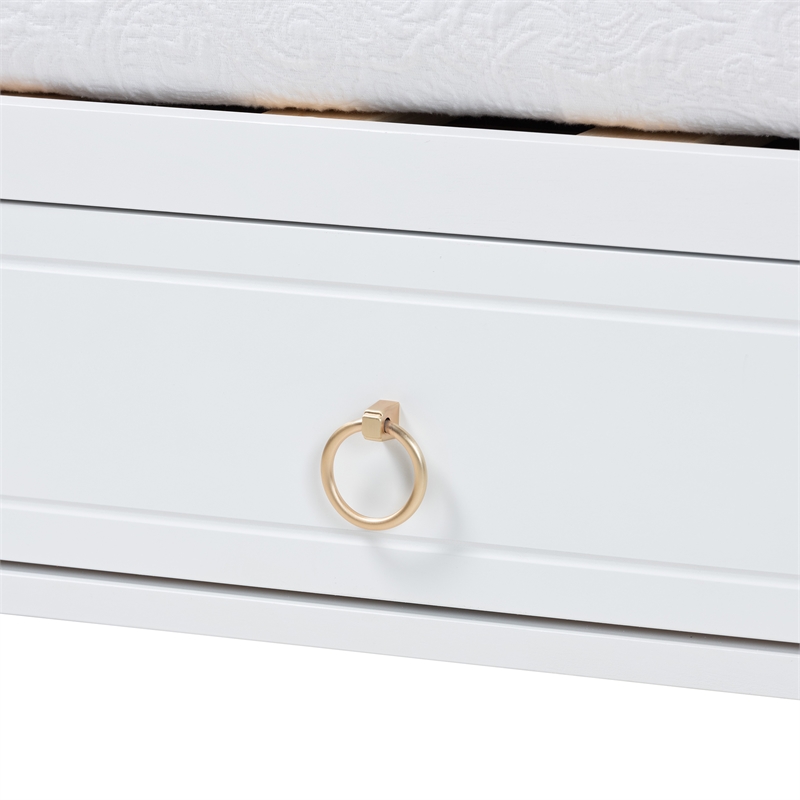 Baxton Studio Lowri White Finished Wood Twin Size 3-Drawer Daybed