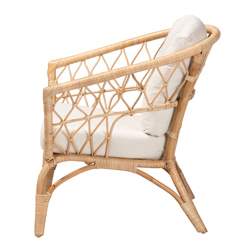Baxton Studio Feya Modern Bohemian Natural Brown Antique Rattan Armchair