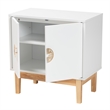 Baxton Studio Kamana White and Brown Wood and Gold Metal 2-Door Storage Cabinet