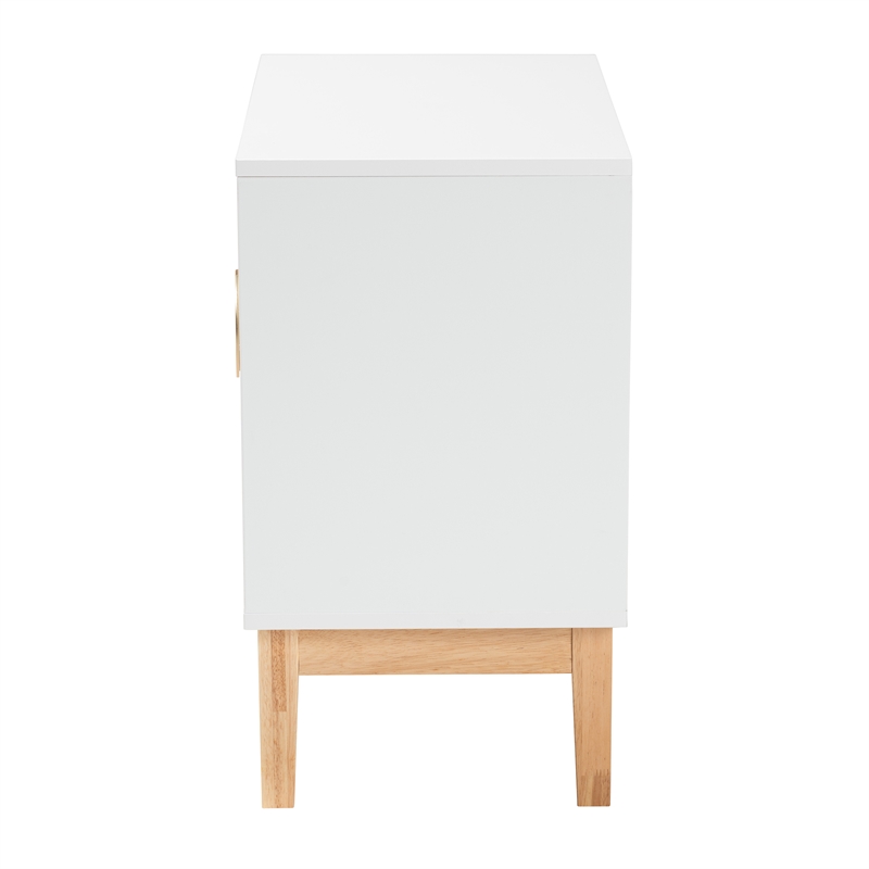 Baxton Studio Kamana White and Brown Wood and Gold Metal 2-Door Storage Cabinet