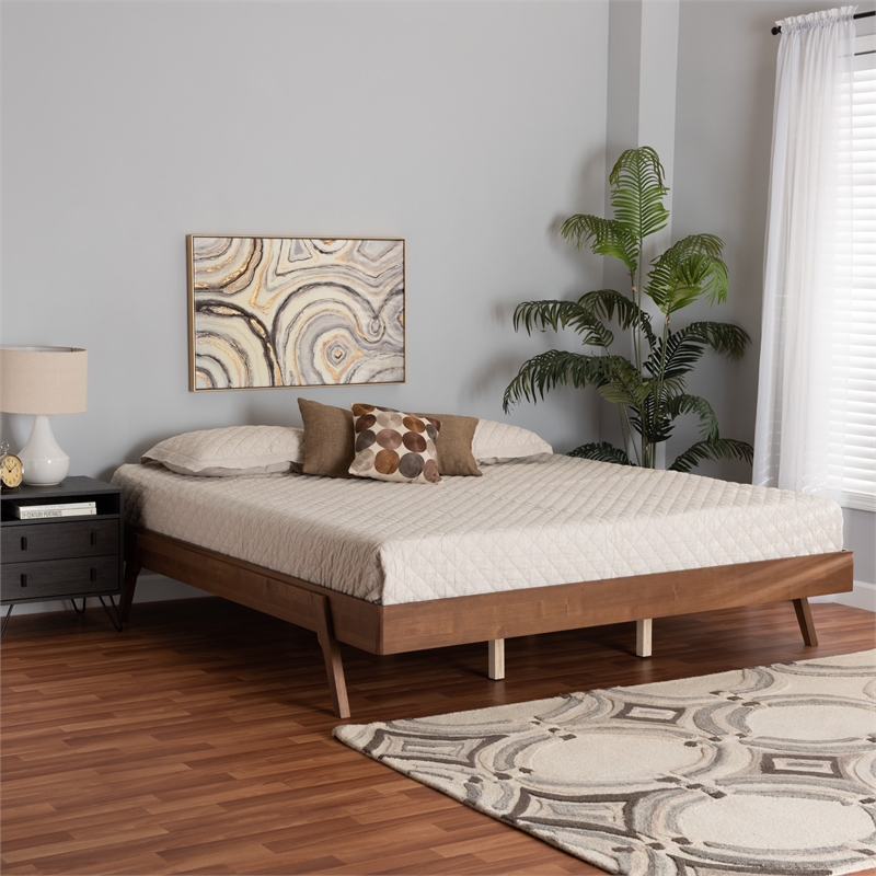 Baxton Studio Sarita Ash Walnut Finished Wood Queen Size Bed Frame