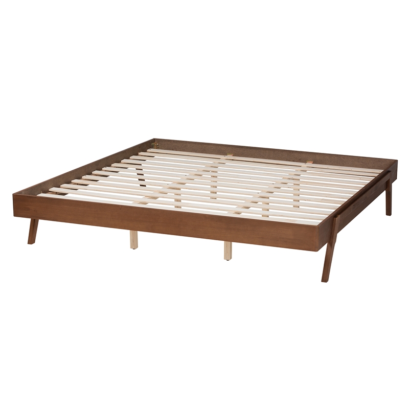 Baxton Studio Sarita Ash Walnut Finished Wood King Size Bed Frame