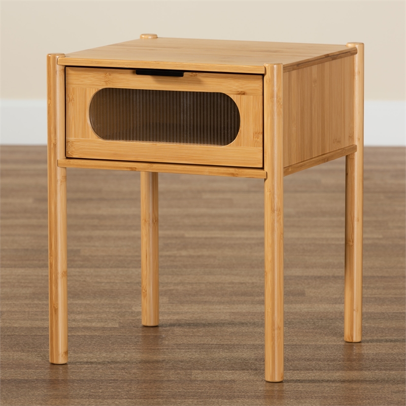 Baxton Studio Naresh Natural Brown Bamboo Wood 1-Drawer End Table