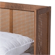 Baxton Studio Rina Ash Walnut Wood 3-Piece Queen Size Bedroom Set with Rattan