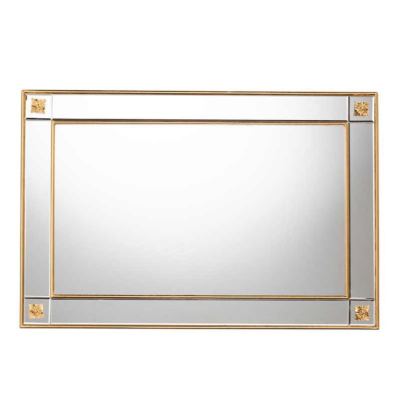 Baxton Studio Iara Antique Goldleaf Finished Wood Accent Wall Mirror