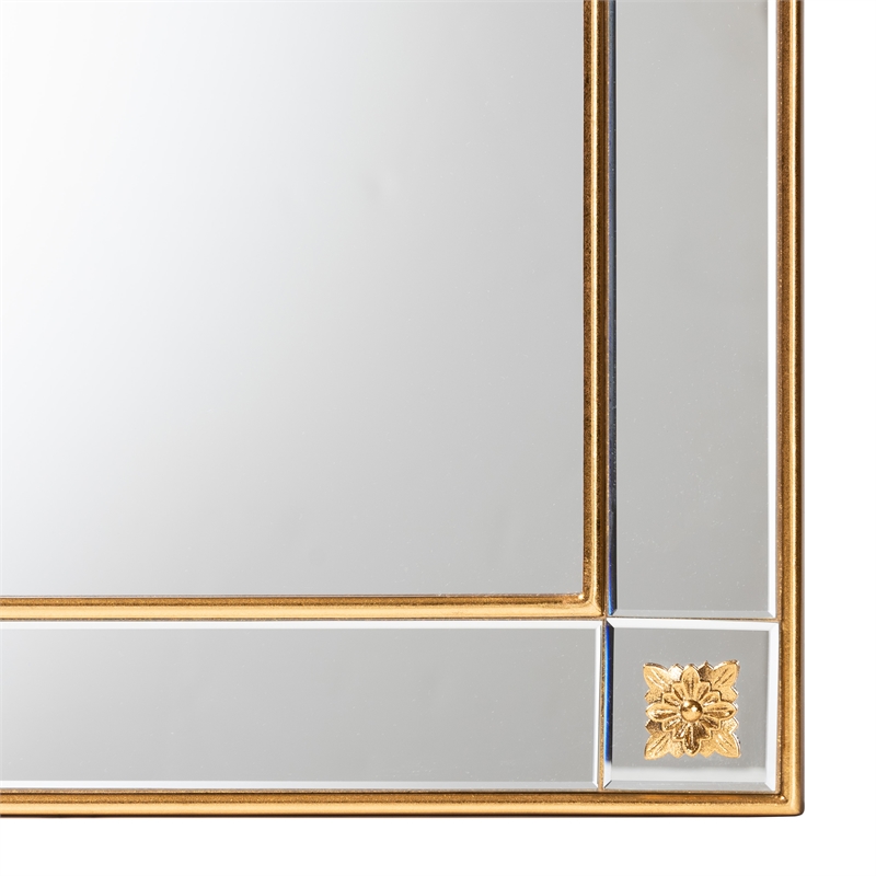 Baxton Studio Iara Antique Goldleaf Finished Wood Accent Wall Mirror
