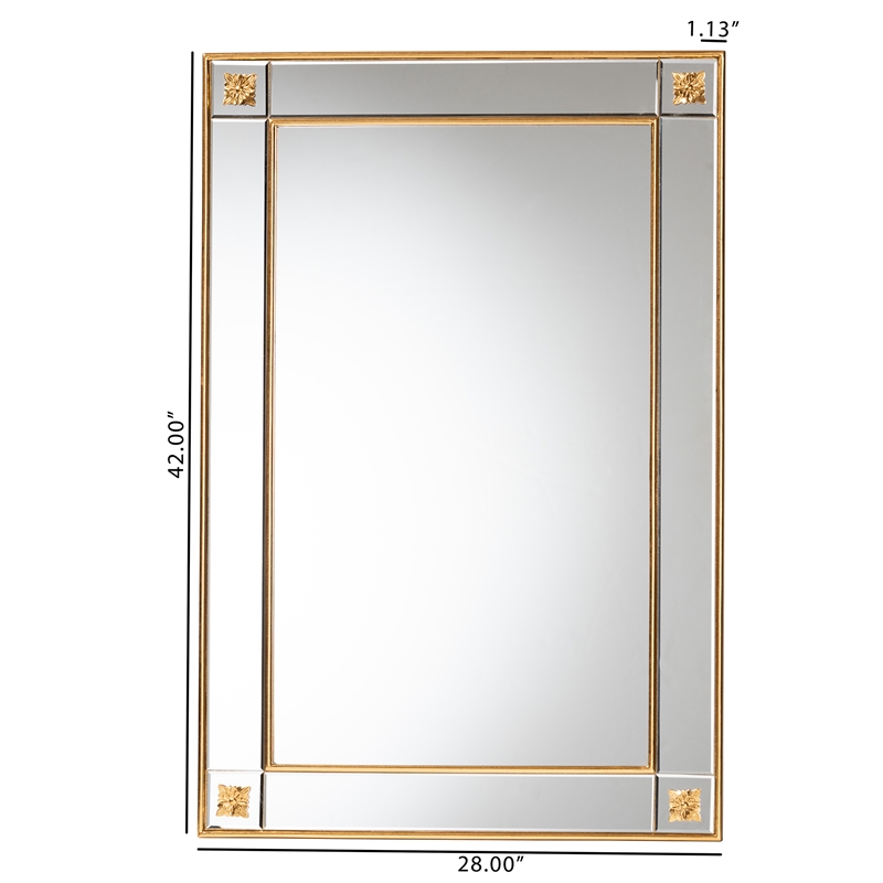 Baxton Studio Iara Antique Goldleaf Finished Wood Accent Wall Mirror