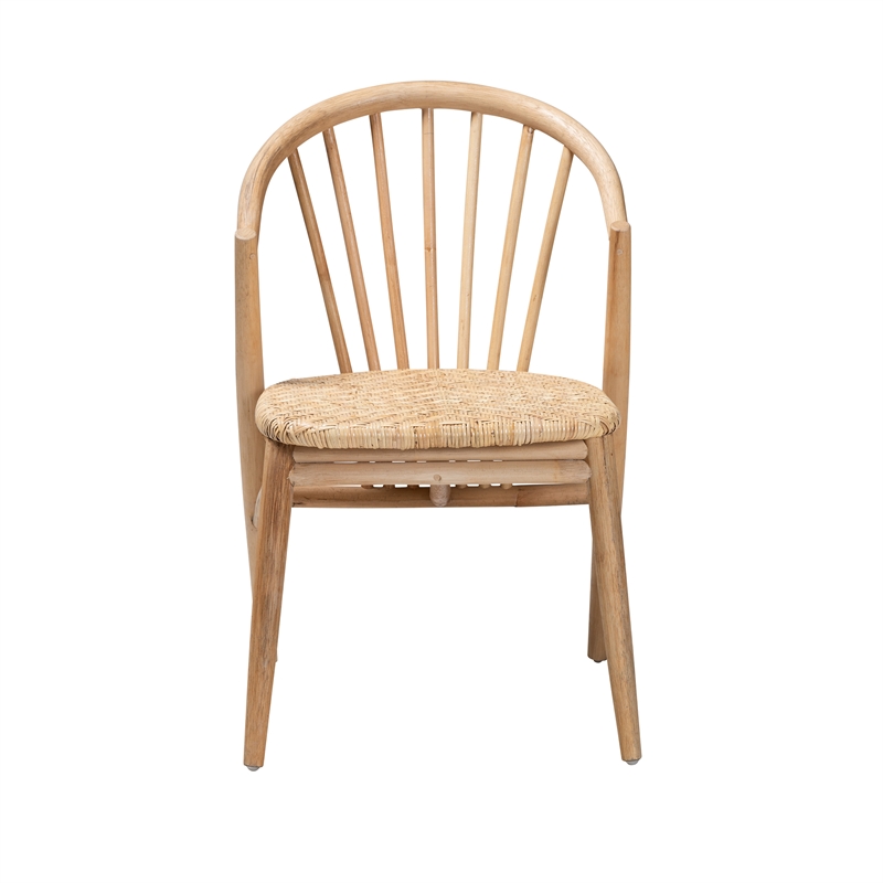 Baxton Studio Kobe Natural Brown Finished Wood and Rattan Dining Chair