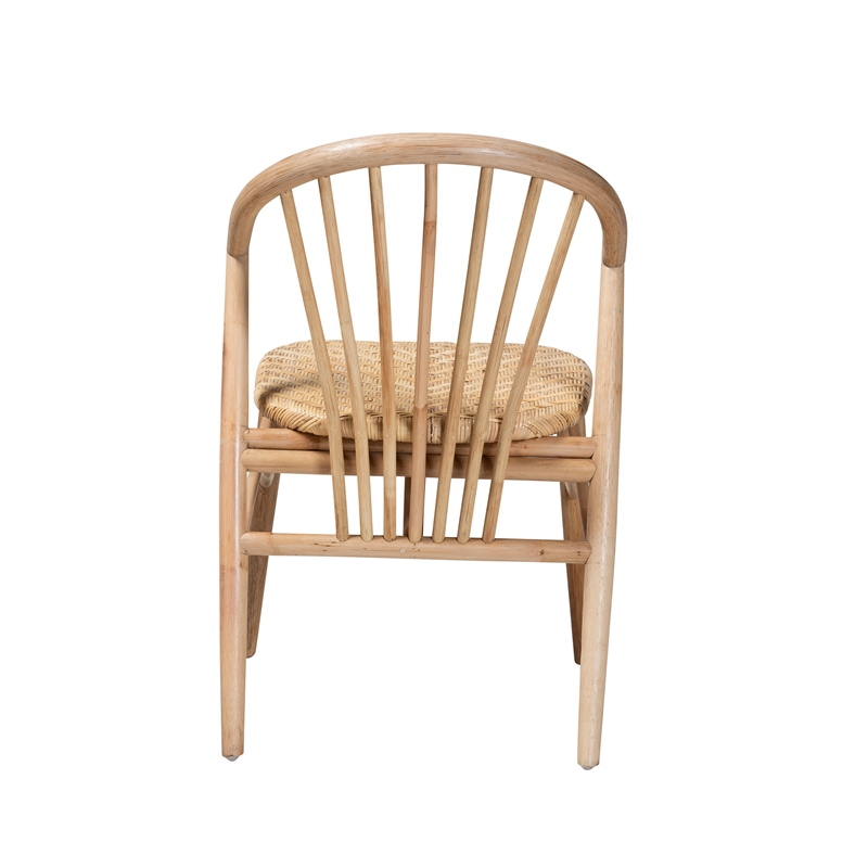 Baxton Studio Kobe Natural Brown Finished Wood and Rattan Dining Chair