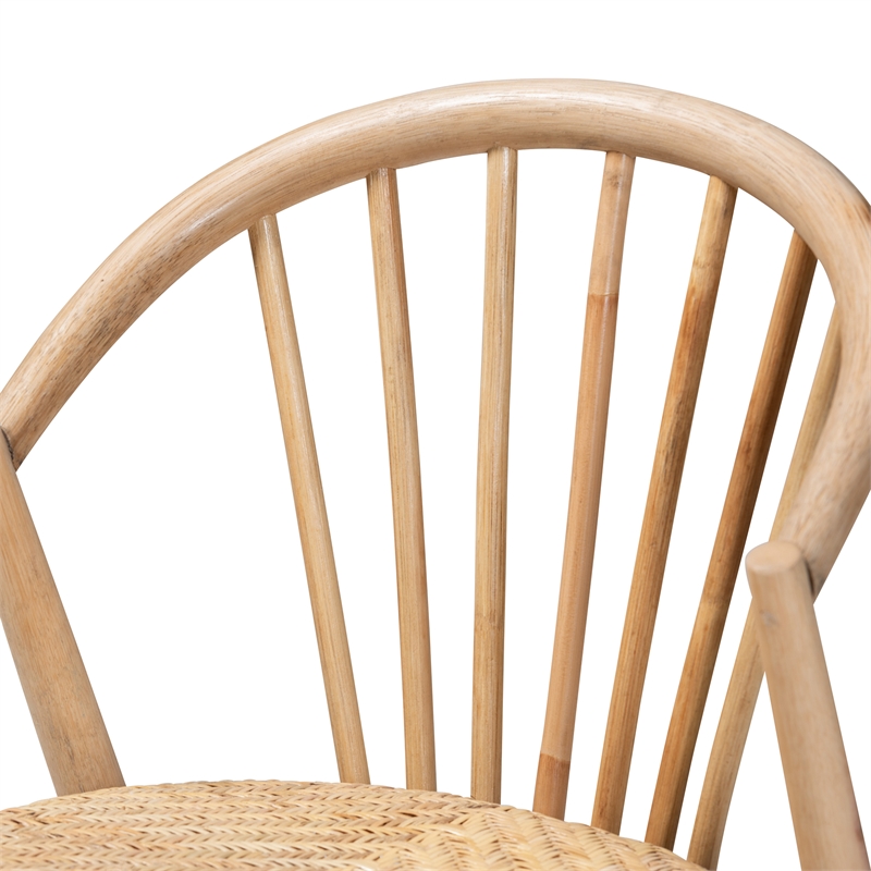 Baxton Studio Kobe Natural Brown Finished Wood and Rattan Dining Chair