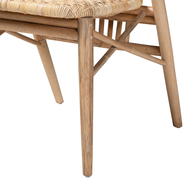 Baxton Studio Kobe Natural Brown Finished Wood and Rattan Dining Chair