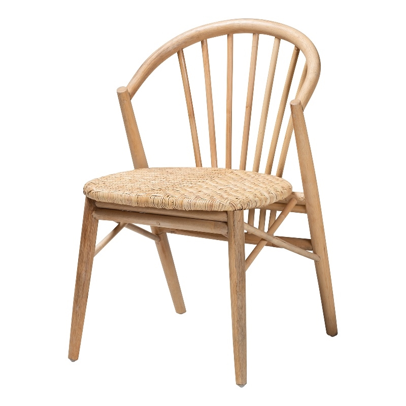 Baxton Studio Kobe Natural Brown Finished Wood and Rattan Dining Chair
