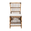 Baxton Studio Kim White Fabric and Natural Brown Rattan Dining Chair