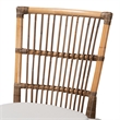 Baxton Studio Kim White Fabric and Natural Brown Rattan Dining Chair